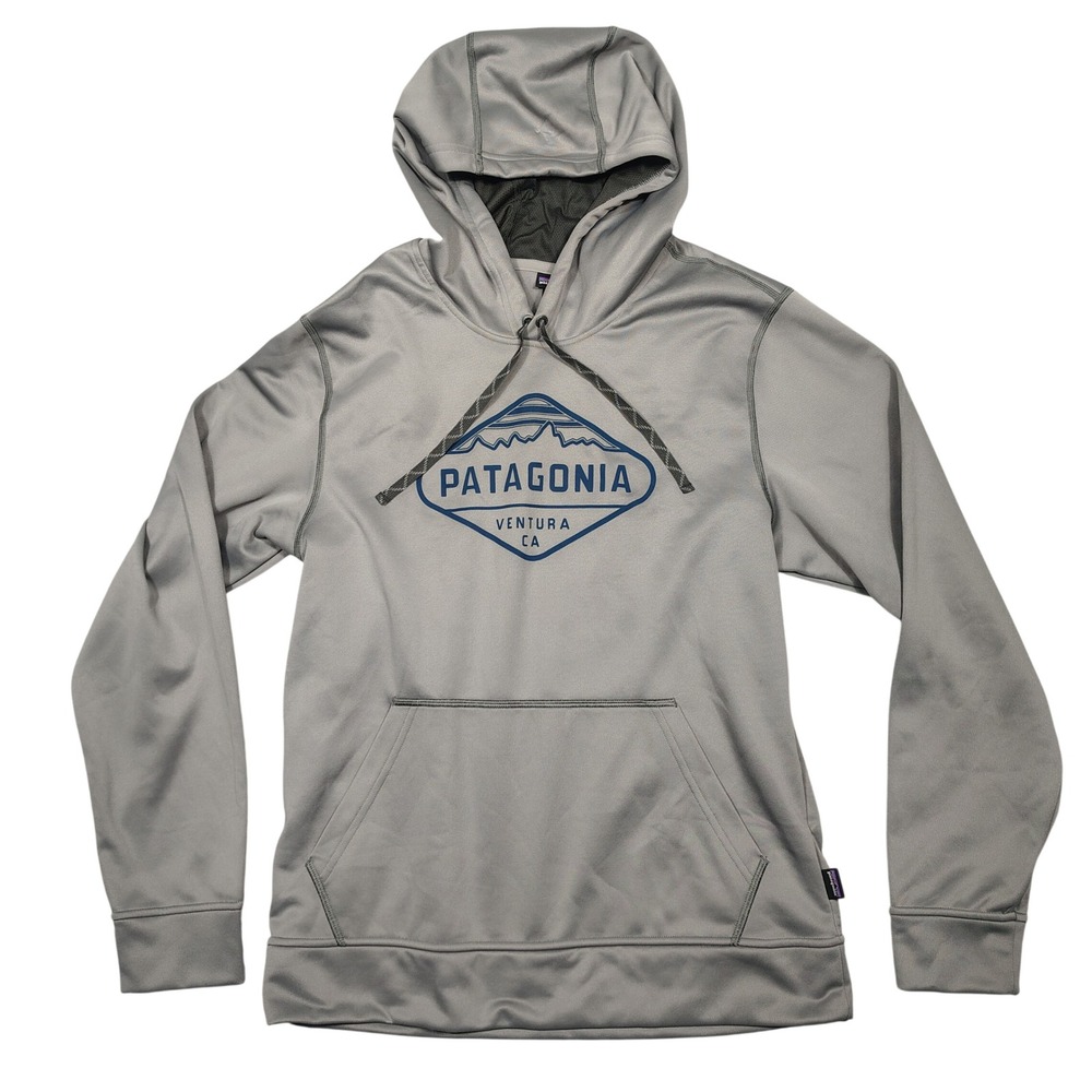 Patagonia Hoodie Mens Medium Flying Fish PolyCycle Ventura CA Grey STY39494
